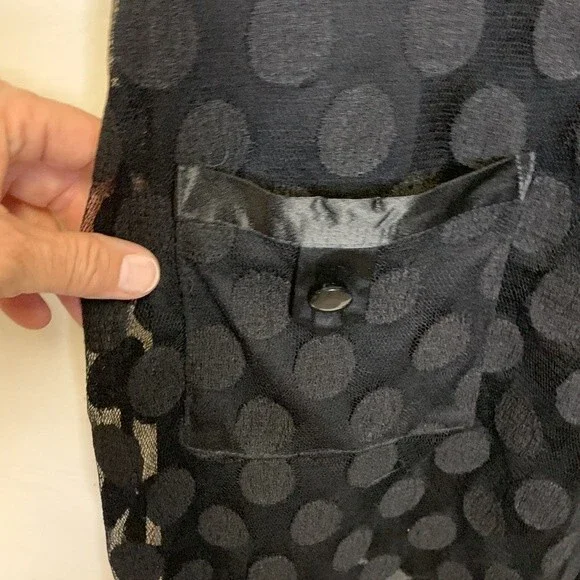 Enfocus Studio Black Sheer Circle Pattern Short Sleeve Mini Shift Dress Size 8 - Picture 4 of 14